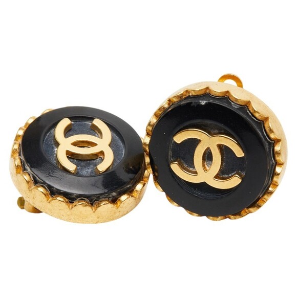 CHANEL Jewelry - CHANEL Black Logo Earrings